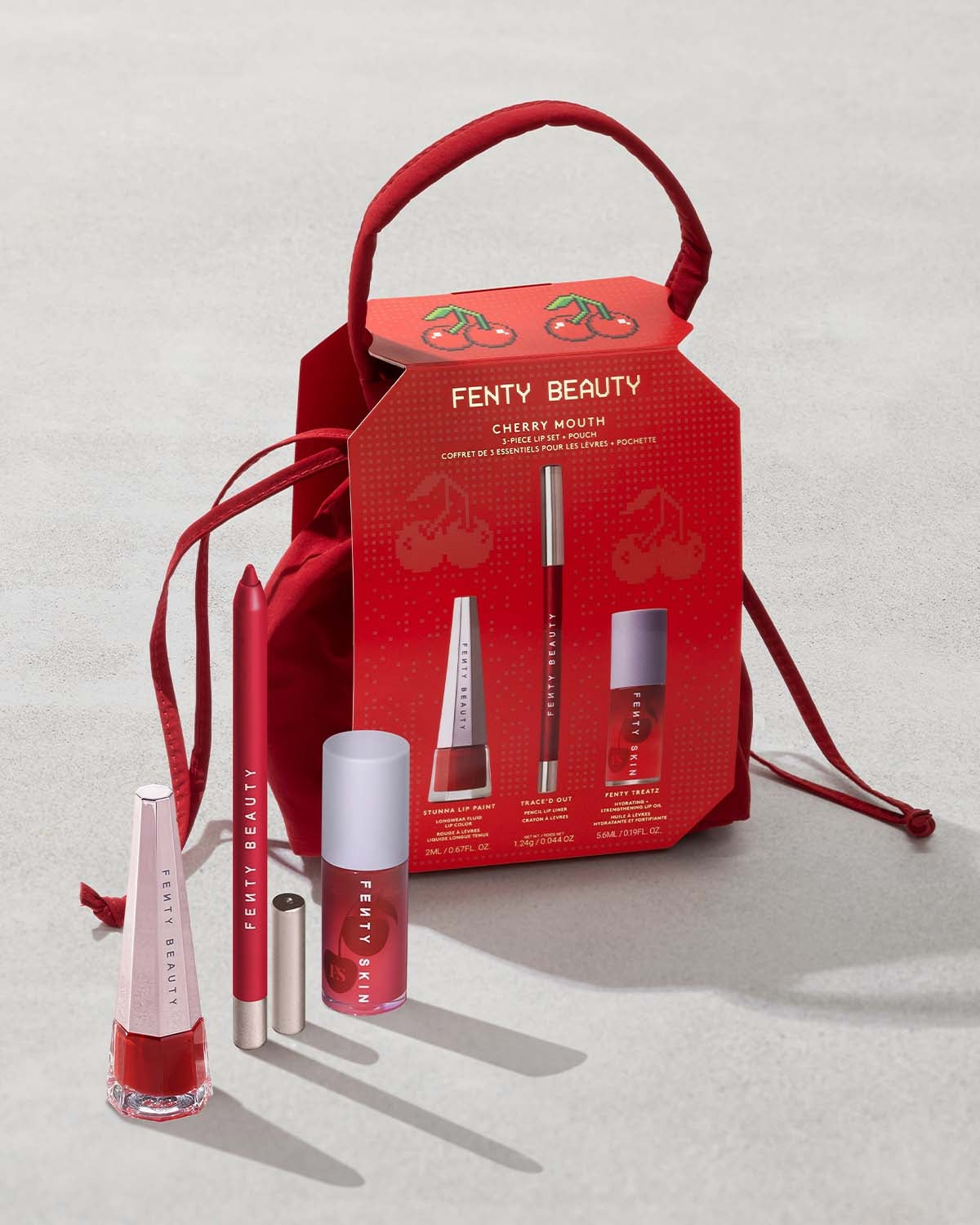 Cherry Mouth 3-Piece Lip Set + Pouch - Image 1